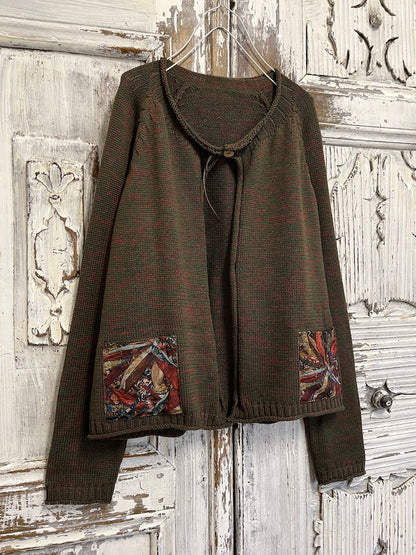 Haki renk cepli hırka