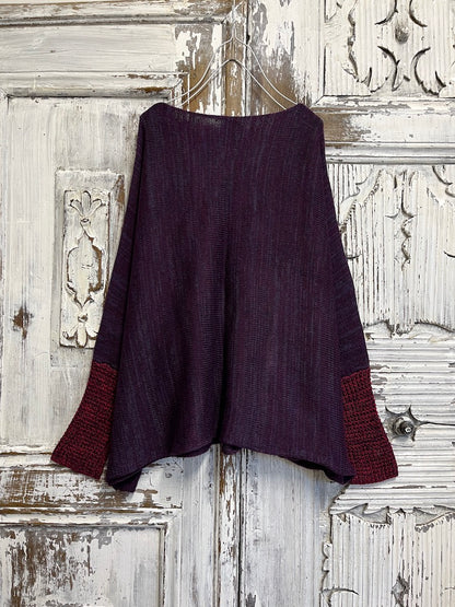 mor triko kolları farklı renk ajurlu