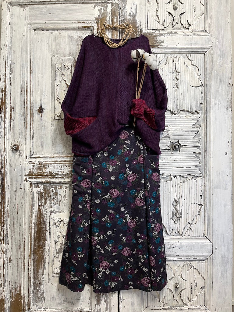 mor triko kolları farklı renk ajurlu