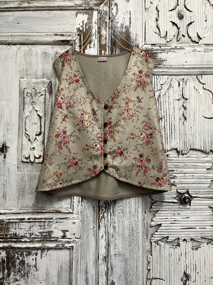 kadife çiçek desenli yelek