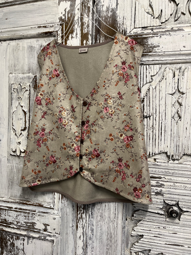 kadife çiçek desenli yelek