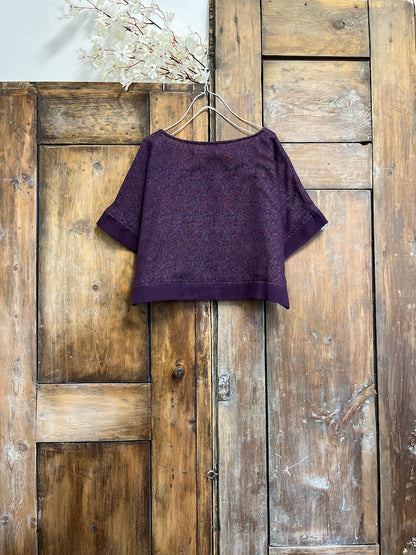 mor pamuklu kısa kollu crop bluz