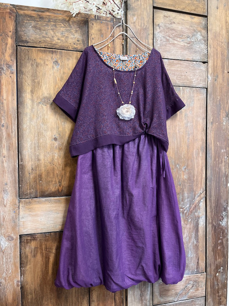mor pamuklu kısa kollu crop bluz
