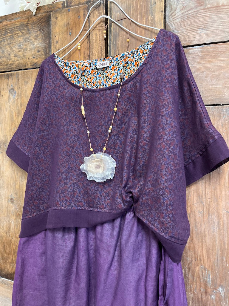 mor pamuklu kısa kollu crop bluz