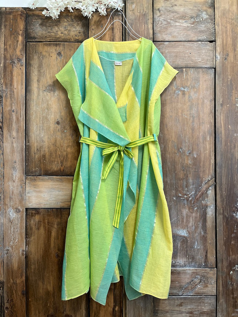 yeşil çizgili pareo kaftan