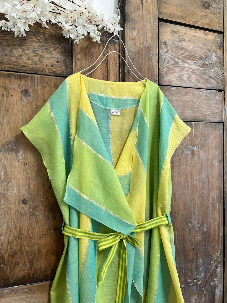 yeşil çizgili pareo kaftan