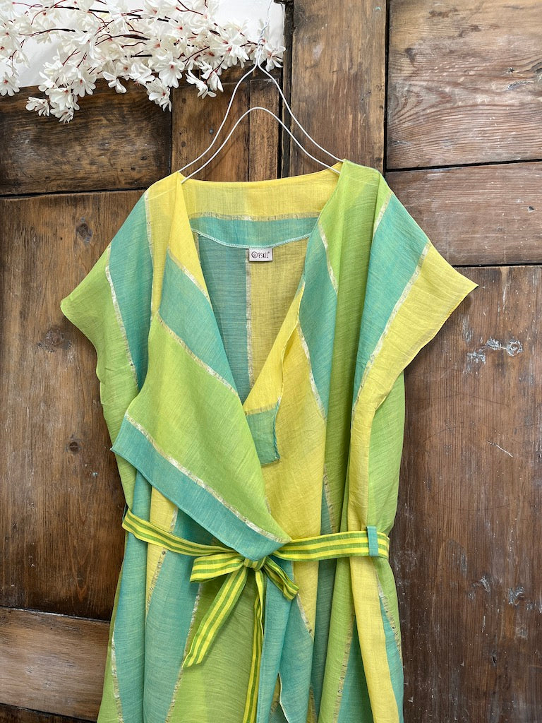 yeşil çizgili pareo kaftan