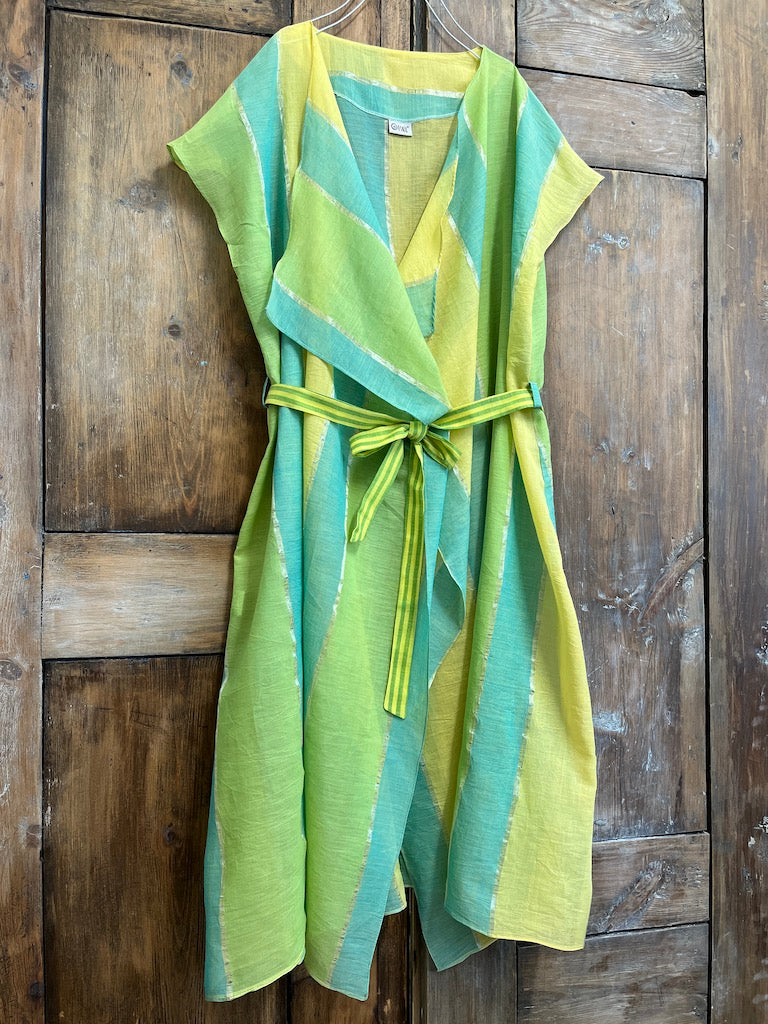 yeşil çizgili pareo kaftan