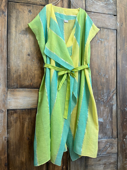 yeşil çizgili pareo kaftan