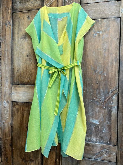 yeşil çizgili pareo kaftan