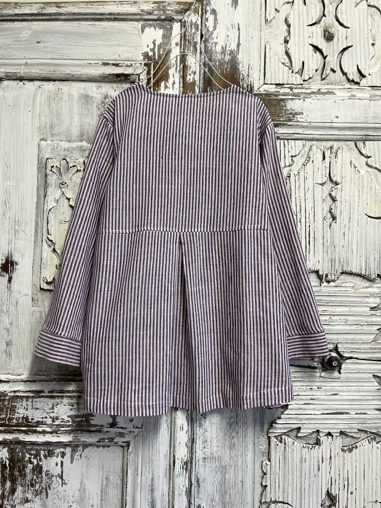 çizgili el dokuma ve el baskı desen bluz 