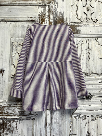 çizgili el dokuma ve el baskı desen bluz 