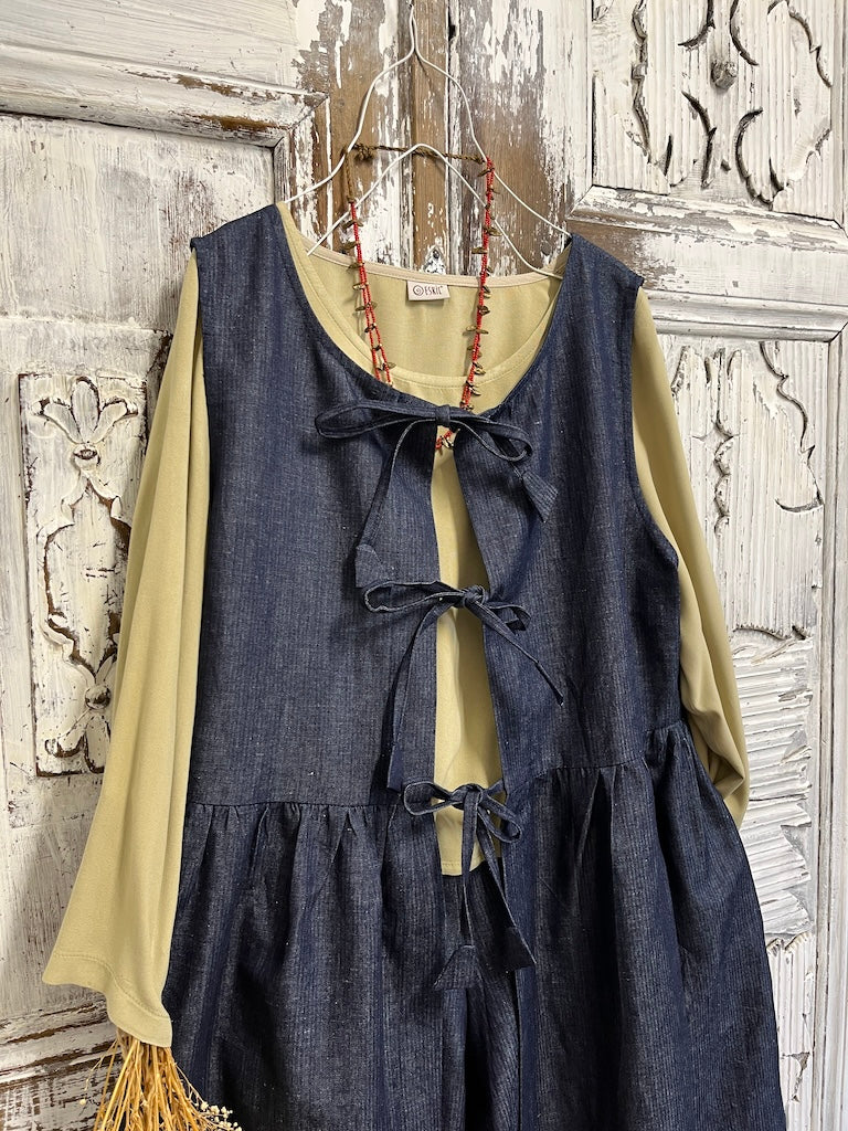 denim bağcıklı jile rahat elbise