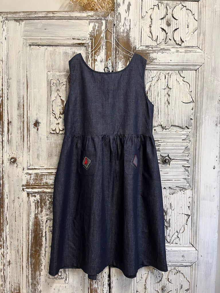 denim bağcıklı jile rahat elbise