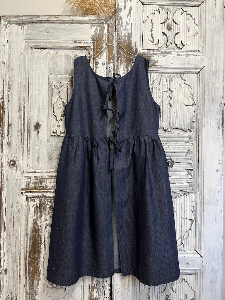 denim bağcıklı jile rahat elbise