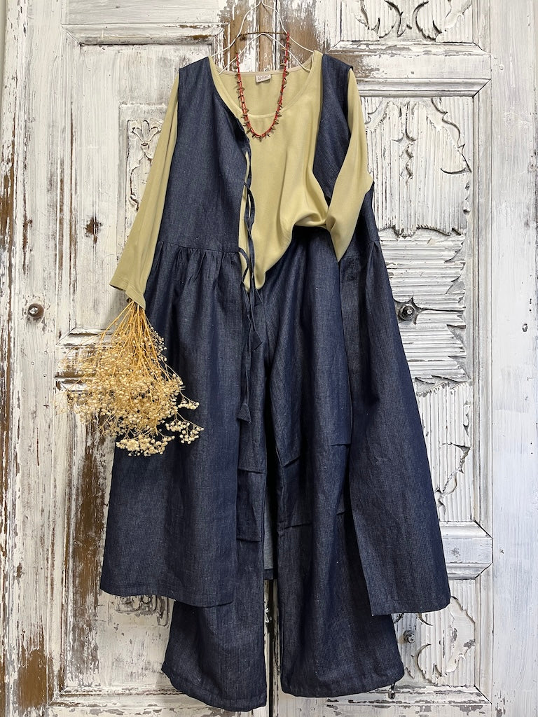 denim bağcıklı jile rahat elbise