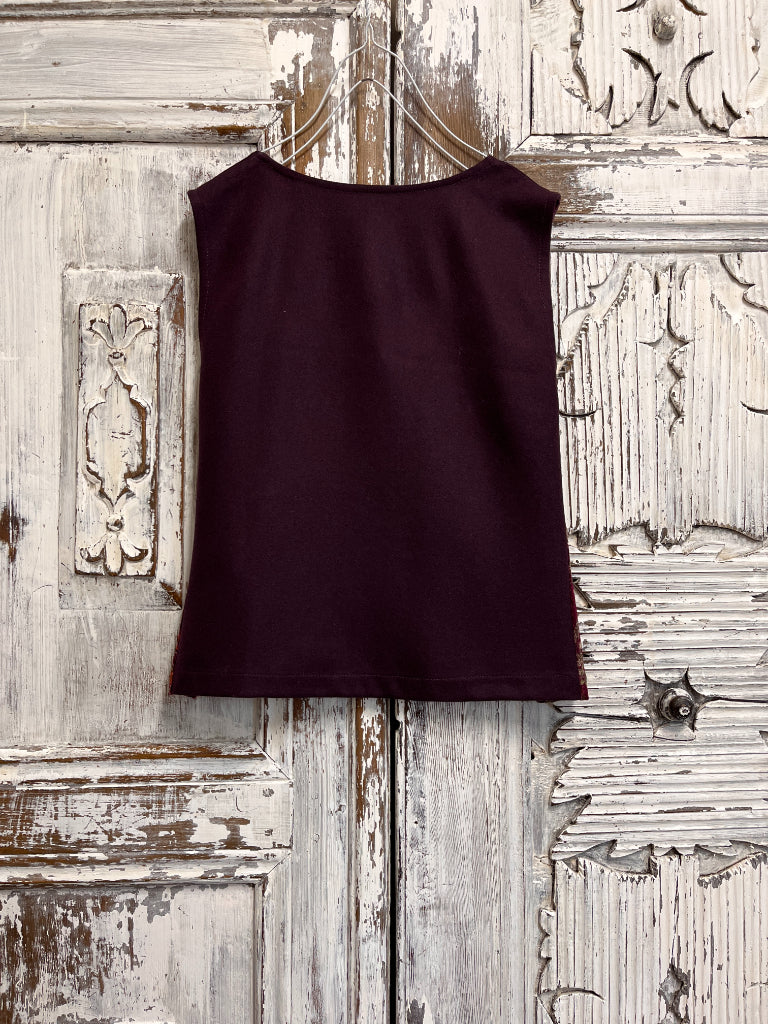 yün yelek çiçek desenli parçalı