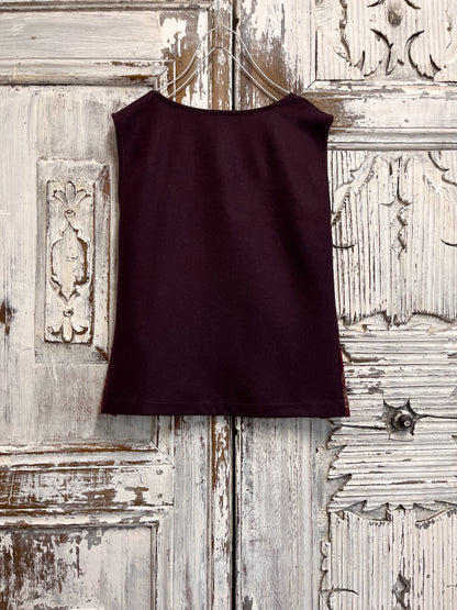 yün yelek çiçek desenli parçalı