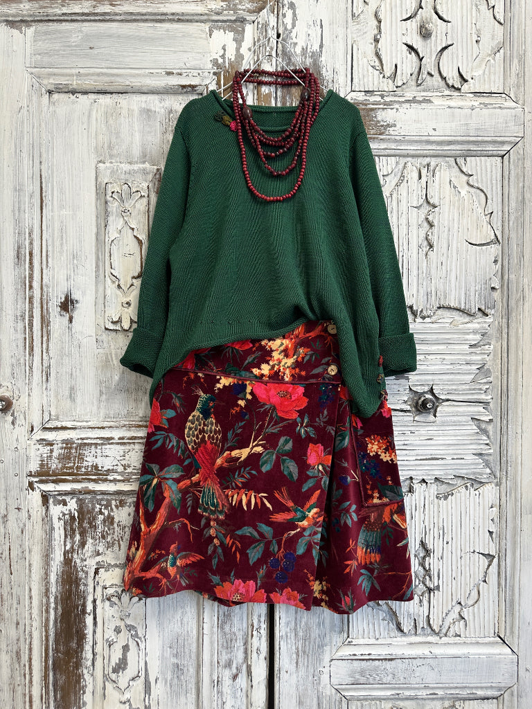 bordo desenli kadife etek