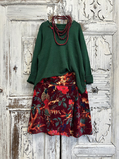 bordo desenli kadife etek