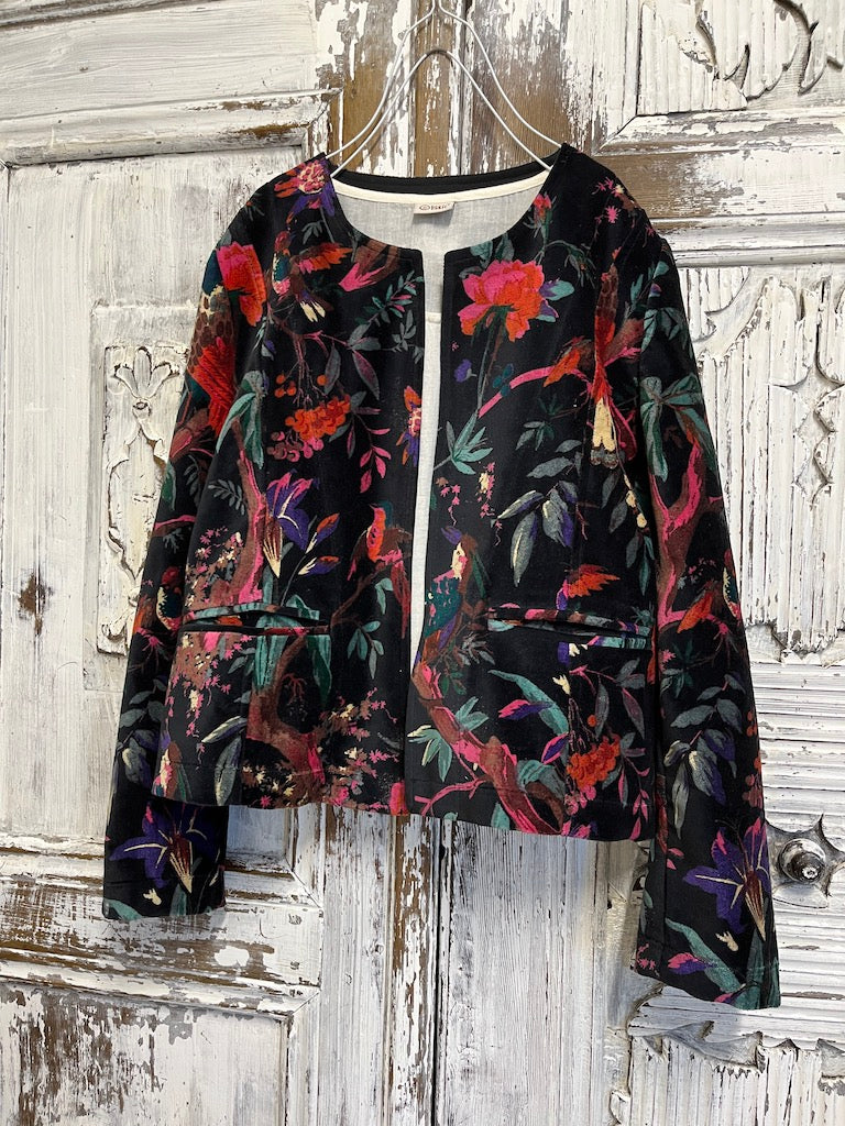 siyah desenli kadife klasik ceket