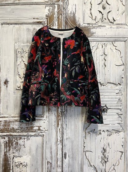 siyah desenli kadife klasik ceket