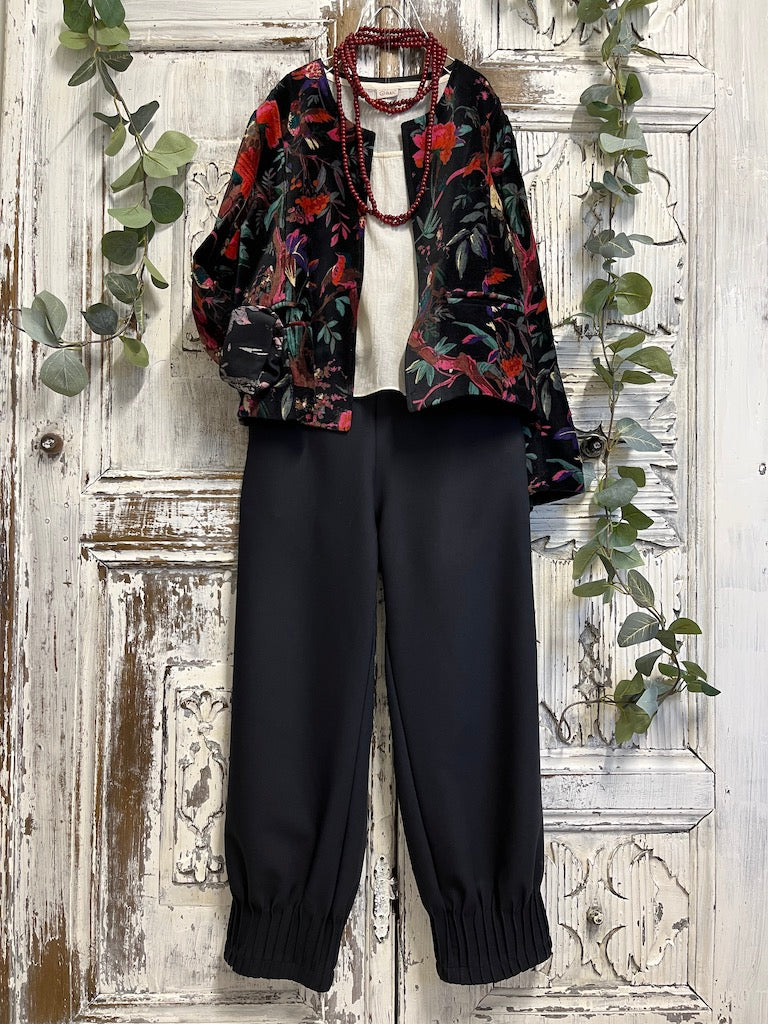 siyah desenli kadife klasik ceket