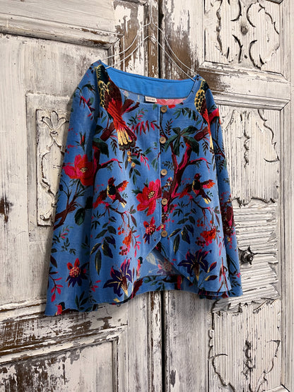 mavi desenli kadife ceket