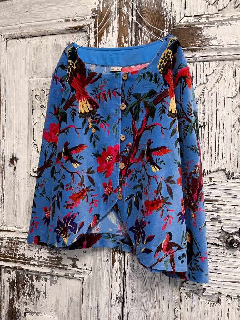 mavi desenli kadife ceket