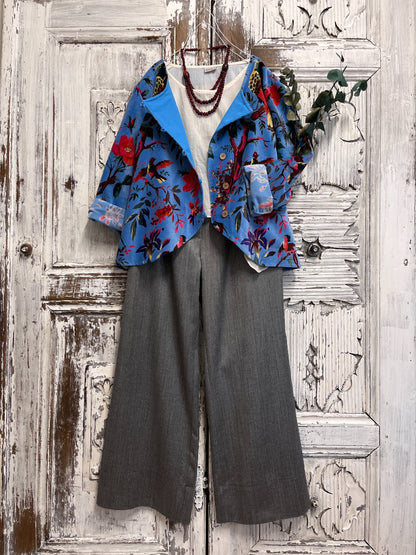 mavi desenli kadife ceket