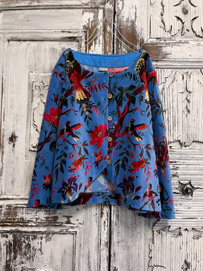 mavi desenli kadife ceket