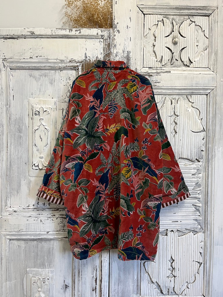 desenli kadife turuncu ceket