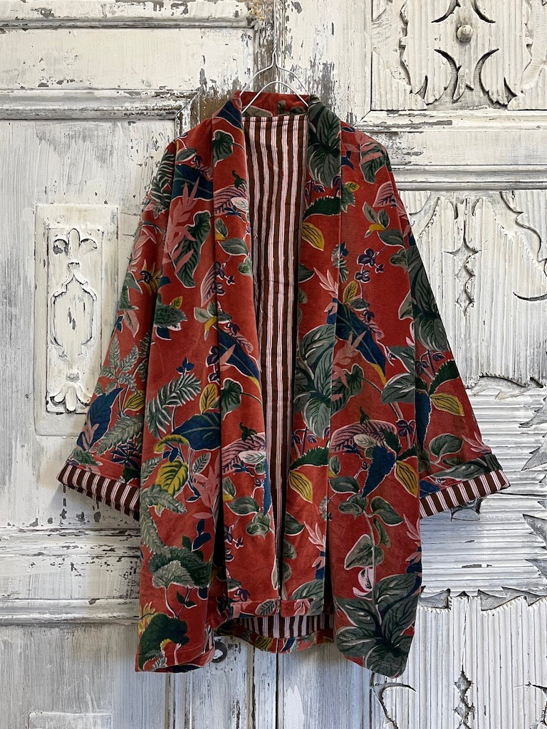 desenli kadife turuncu ceket