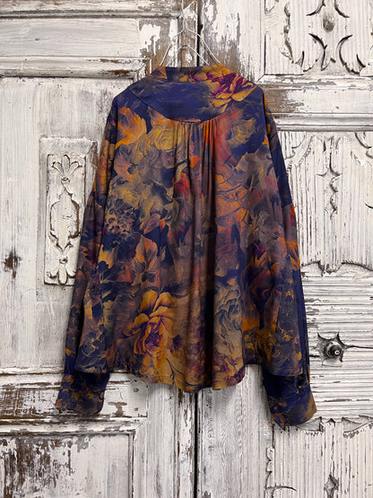 desenli büzgü kol bluz