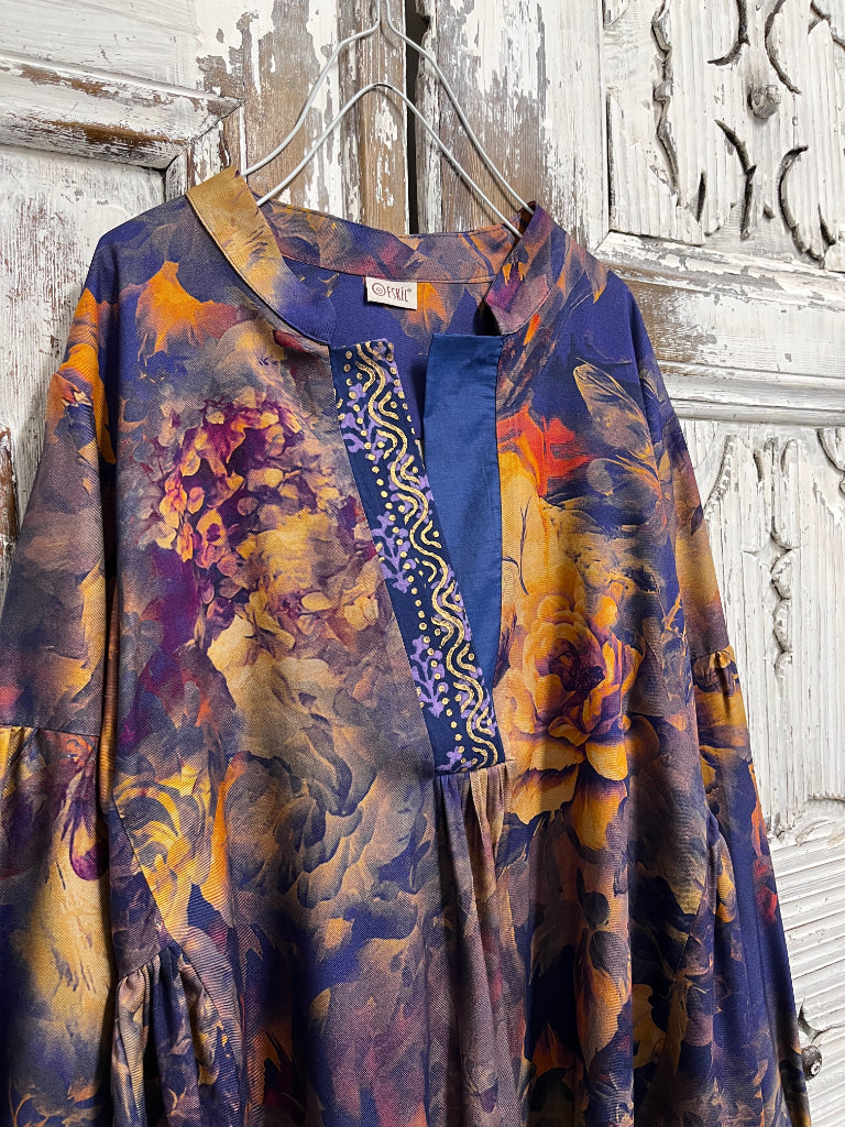 desenli büzgü kol bluz