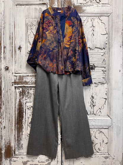 desenli büzgü kol bluz