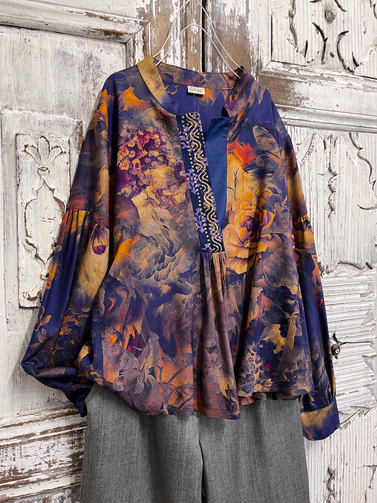 desenli büzgü kol bluz