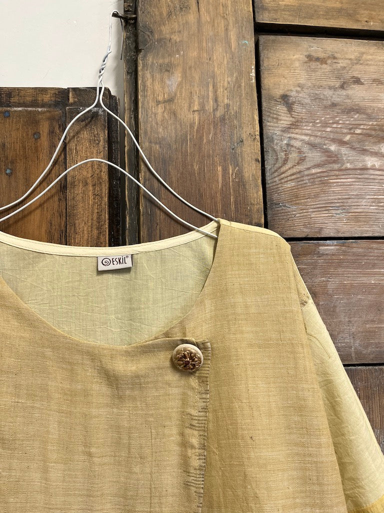 sarı el dokuma şık tasarım ceket