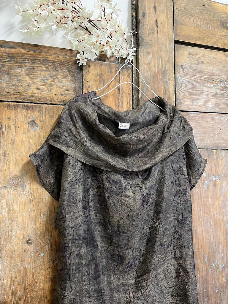 Eco-Print Baskı Detay İpek Bluz
