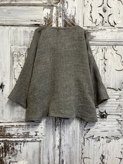 eco print desenli dokuma kumaş ceket