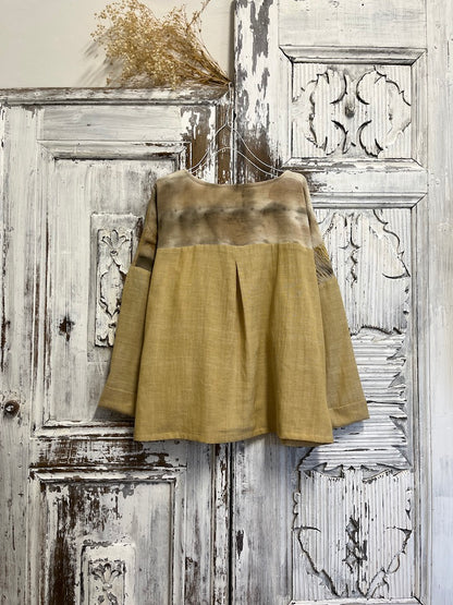 eco print sarı pamuklu şık tasarım ceket