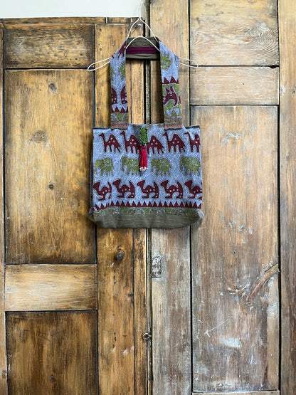etnik desenli pamuklu kol çanta