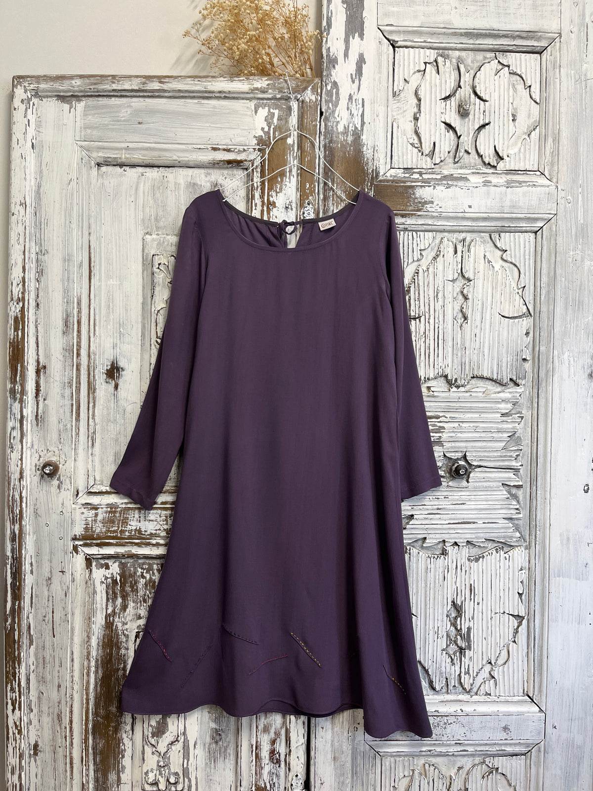 El İşi Detay Mor Rengi Elbise
