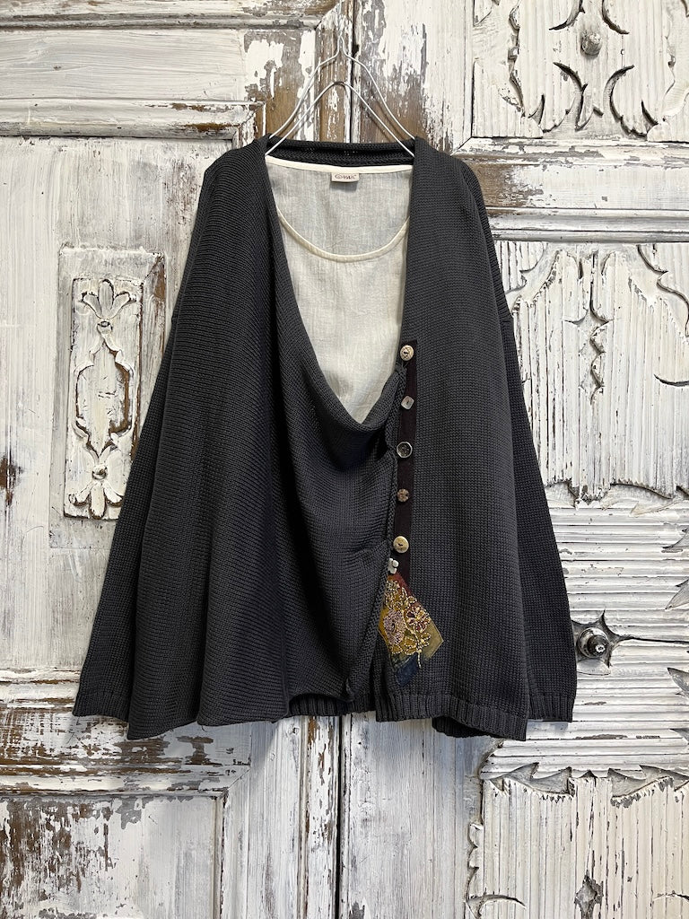 füme renk asimetrik hırka