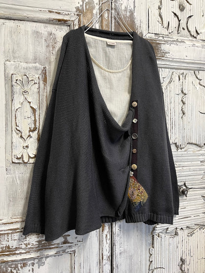 füme renk asimetrik hırka