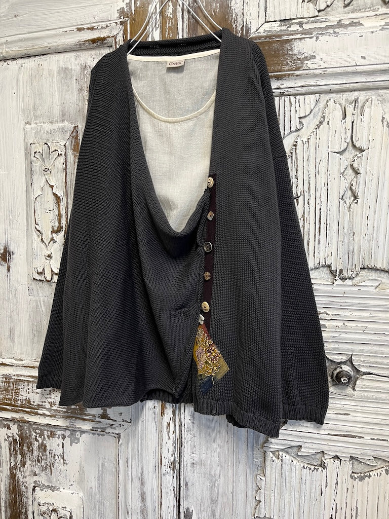 füme renk asimetrik hırka