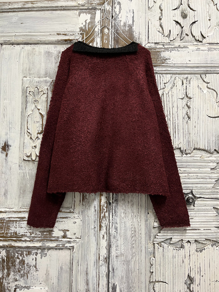 bordo renk moher hırka yakası farklı 