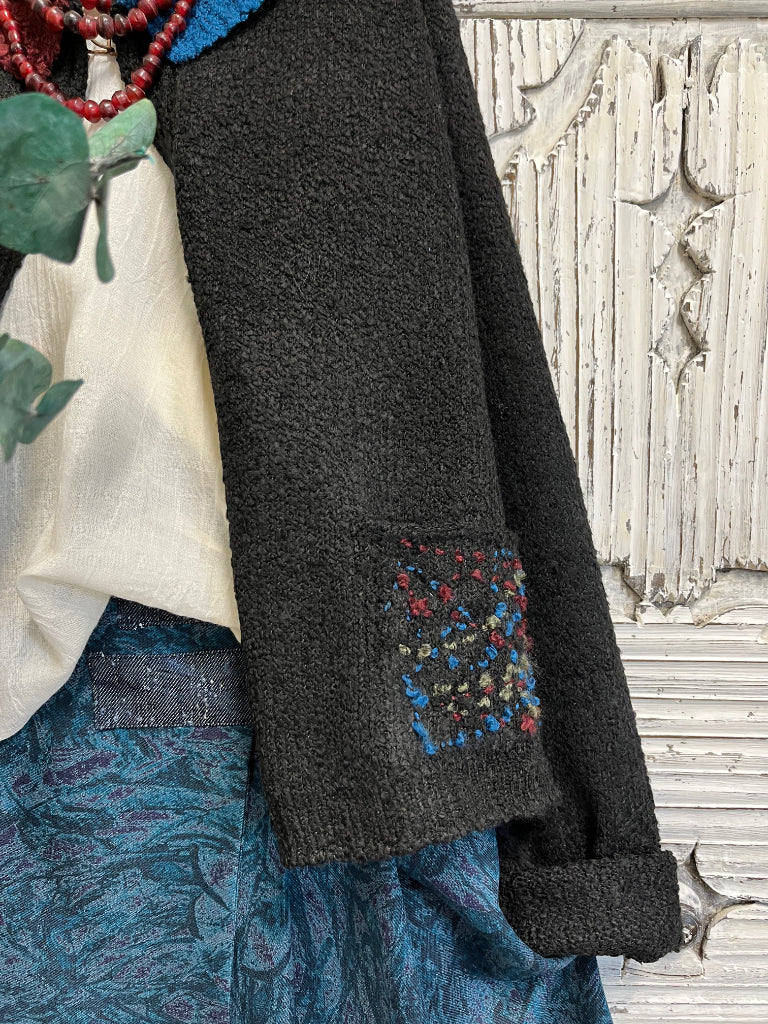 renkli yaka triko hırka 