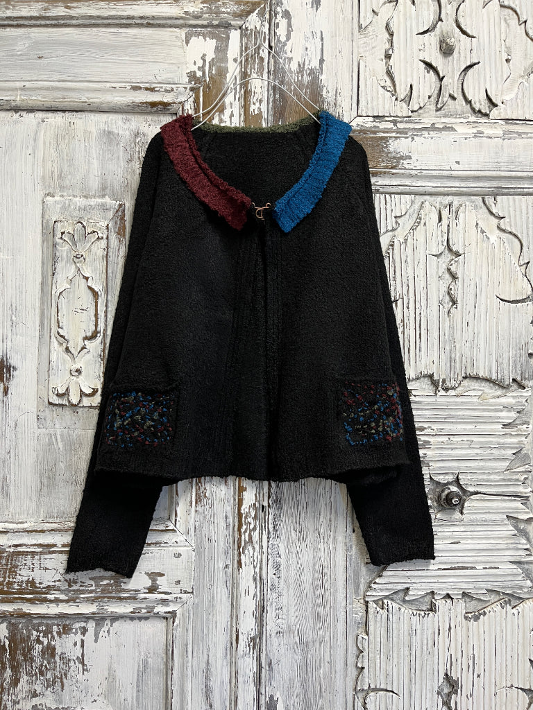 renkli yaka triko hırka 