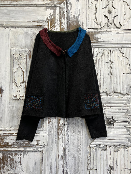 renkli yaka triko hırka 